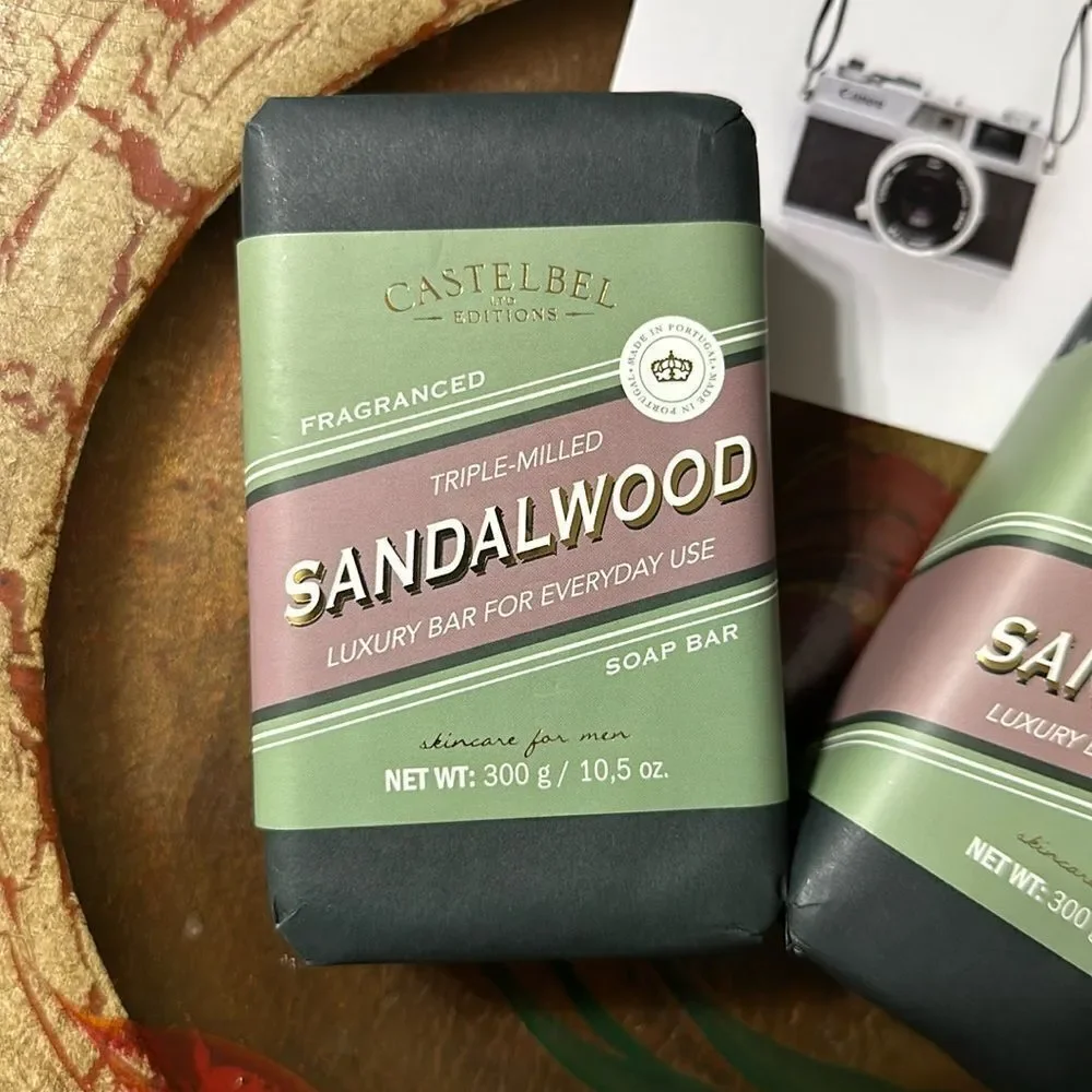 CASTELBEL LIMITED EDITION Luxury Triple Milled Sandalwood Scented Soap Bars 2pk